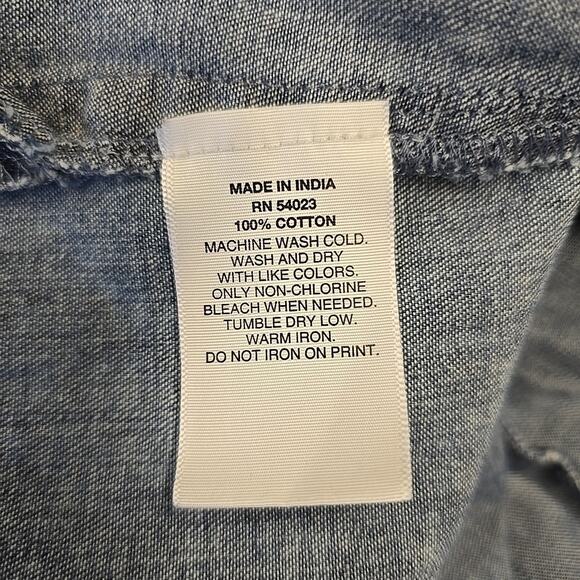 Gap 1969 Ltd Ed Womens Denim Tunic Sz M Blue Dress Pockets Distressed Western - Picture 7 of 8